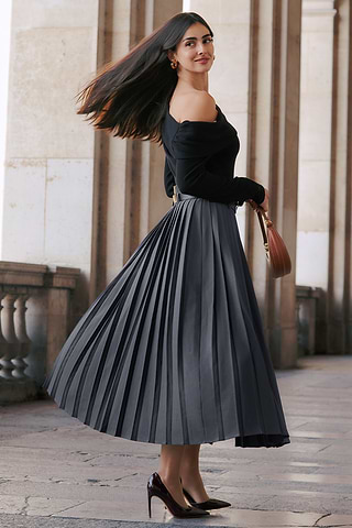 Jupe Courte Jupe PlissÃ©e Grise Plissée Longue Jupe PlissÃ©e