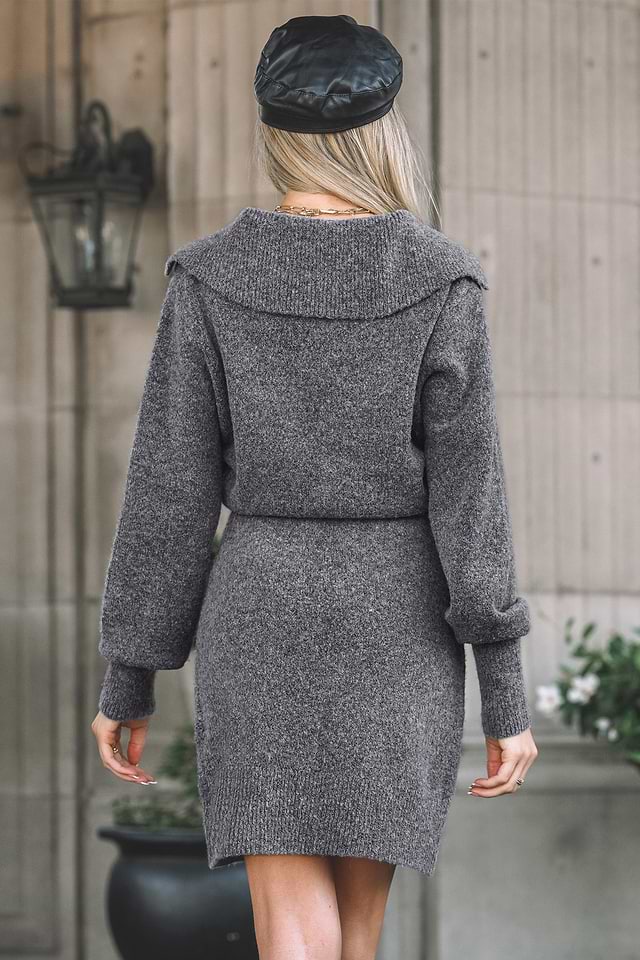 cinch waist sweater dress Chic Cinched-Waist A-Line Mini Women's Knit Jumper Dress, Mock Neck Ruffle Hem 2 Piece Set Dresses (Black,Small) at Amazon Women's Clothing store 20% Elastane Material Surplice Neck Tie Waist Sweater