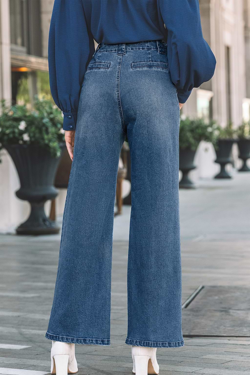 Blue Denim Flared Leg Jeans