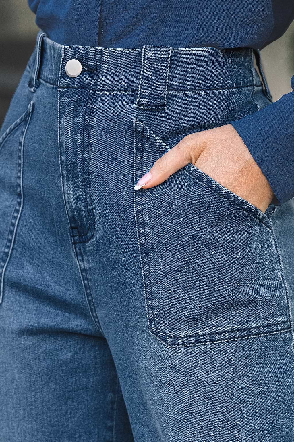 Blue Denim Flared Leg Jeans