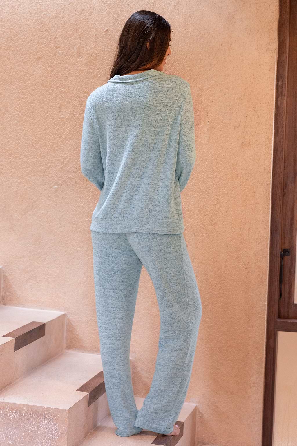 Blue Long Sleeve Top & Pants Pajama Set