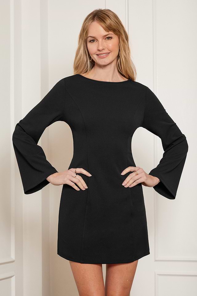 flared sleeve black dress Marienne Black Mini Dress - US 18 main image 1
