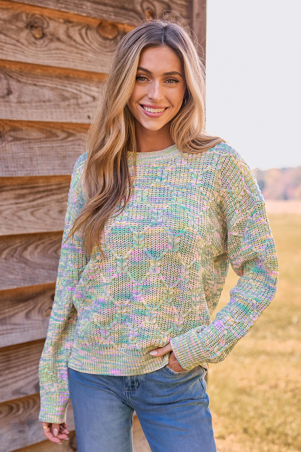 Long Sleeve Rainbow Knit Sweater