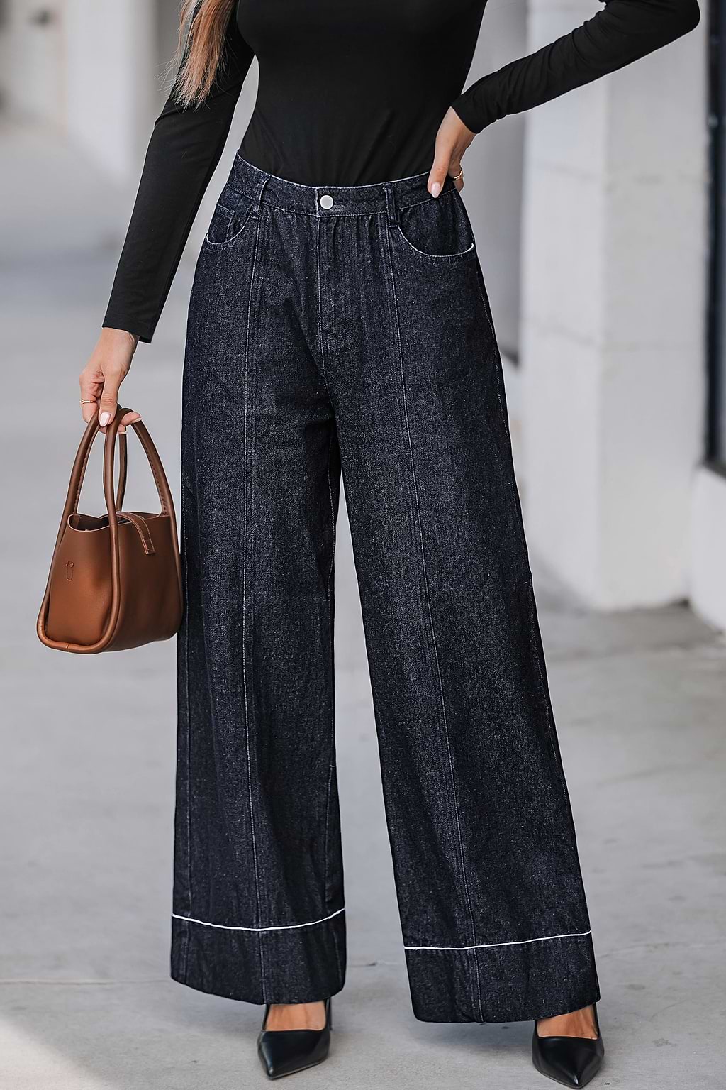 Denim Drop Waist Wide Leg Jeans