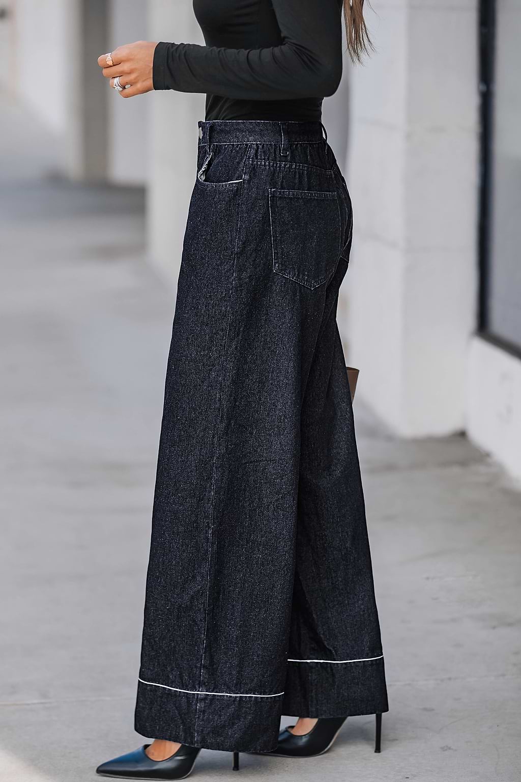 Denim Drop Waist Wide Leg Jeans