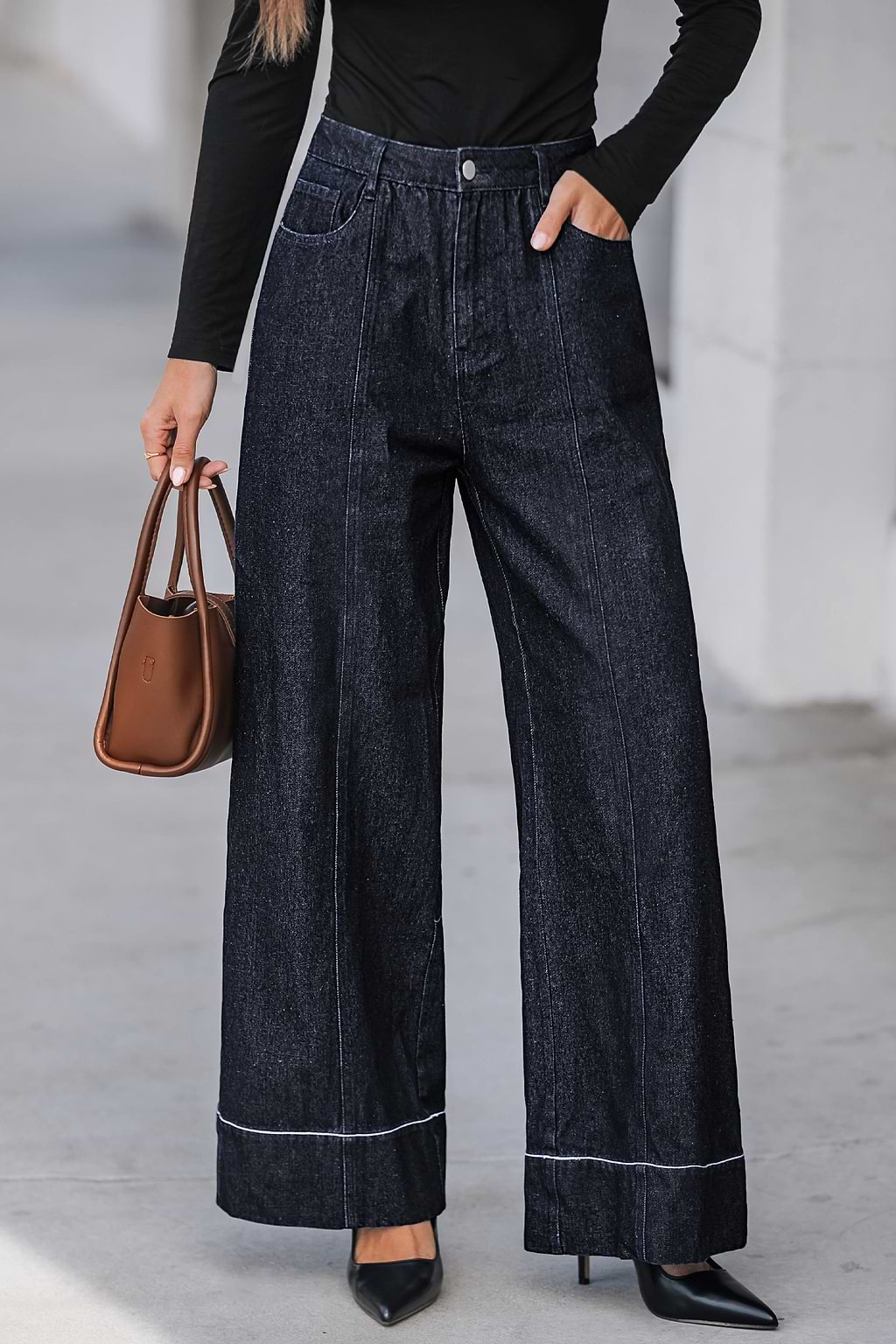 Denim Drop Waist Wide Leg Jeans
