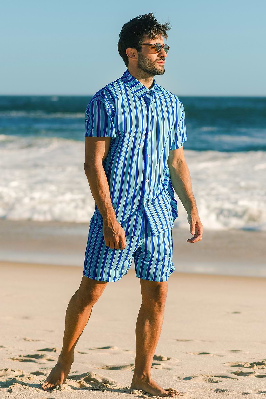 Blue Striped Men's Button-Up