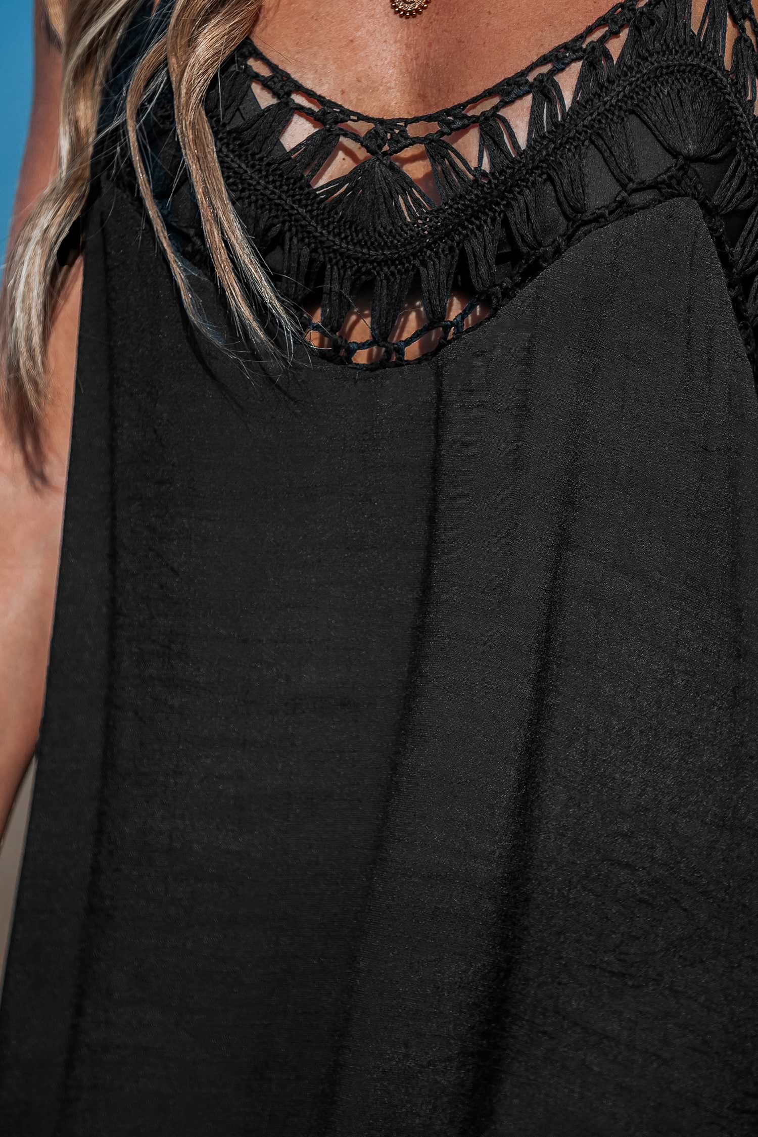 Sheer Crotchet Maxi Slip Cover-Up