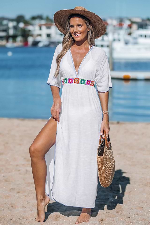 knee length dresses for ladies Sunshine 79 Women's Cover Up Swim Shine Crochet Midi Dress main image 0