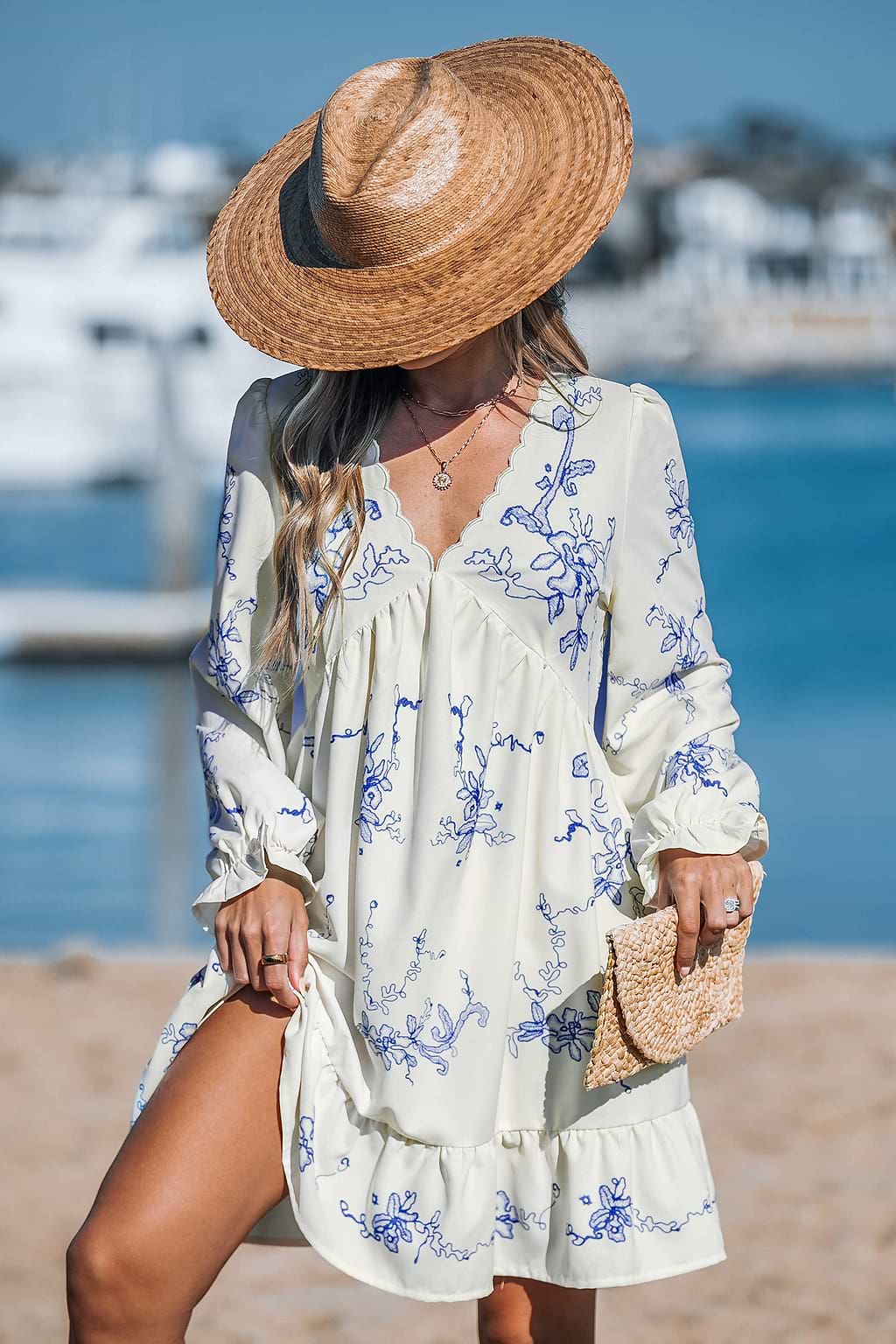 Boho Orchids Ruffled Mini Dress