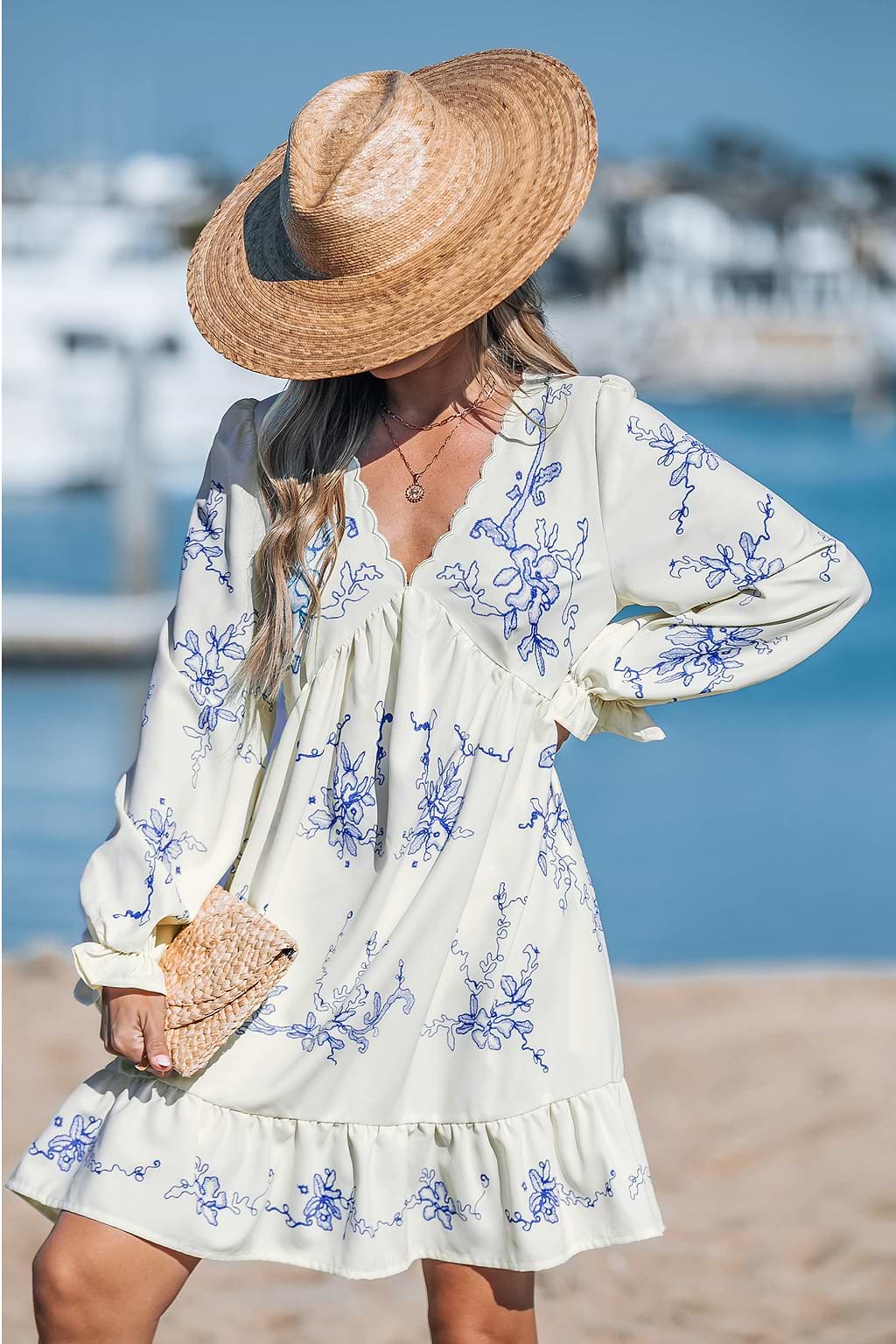 Boho Orchids Ruffled Mini Dress