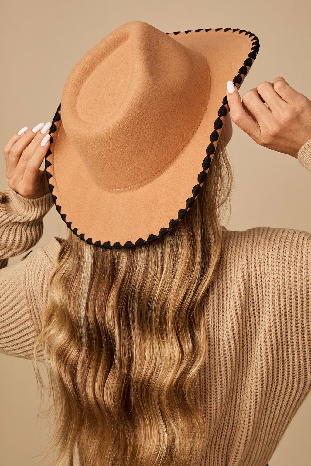 Camel Contrast Trim Western Hat