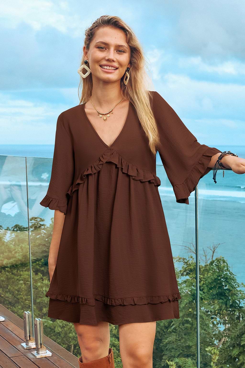 Oakwood Ruffled A-Line Mini Dress