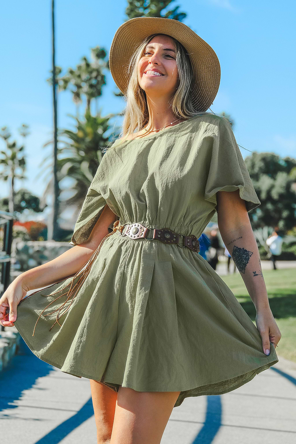 Serene Sage Short Sleeve Wide Leg Romper