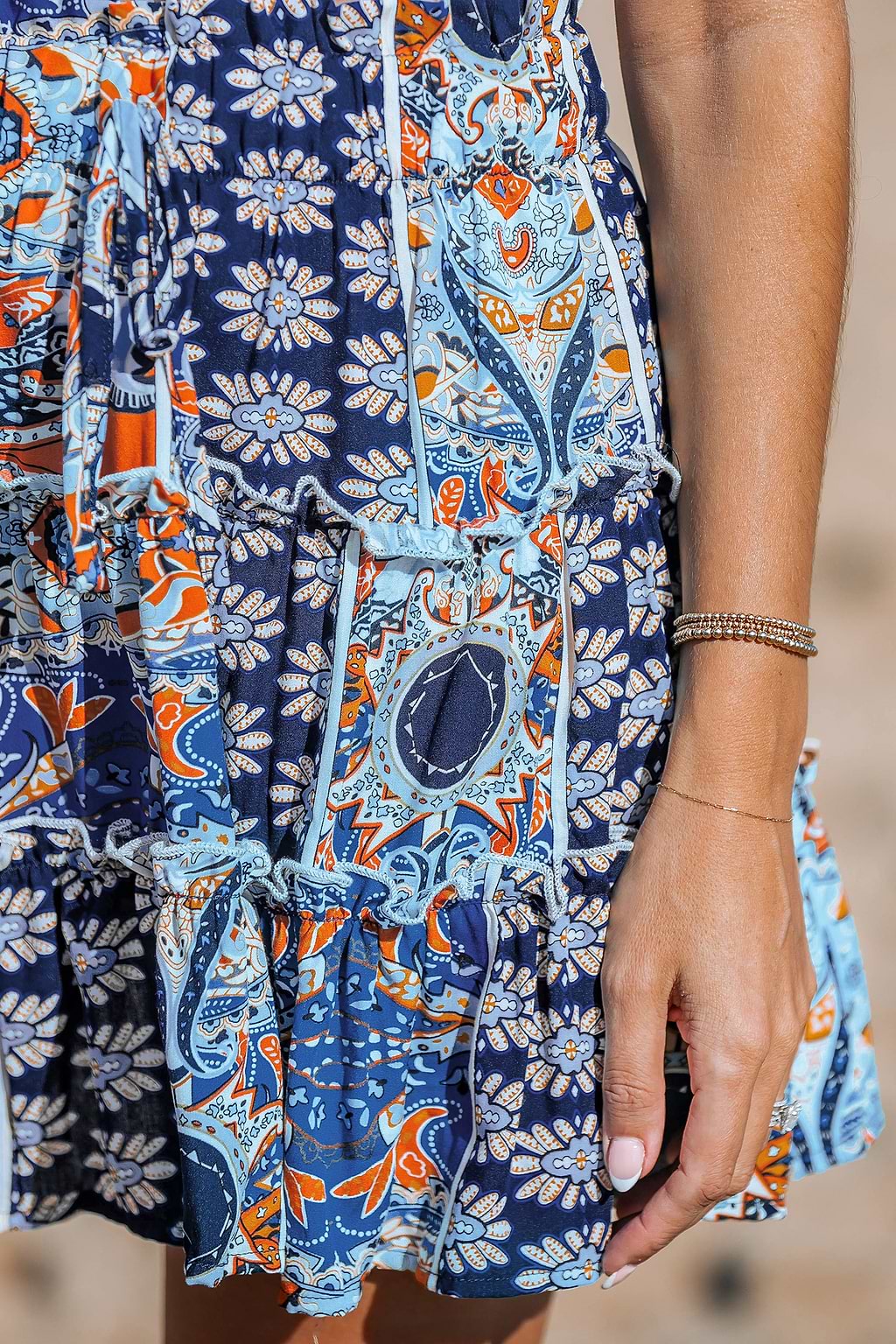 Patchwork Paisley Tiered Mini Skirt