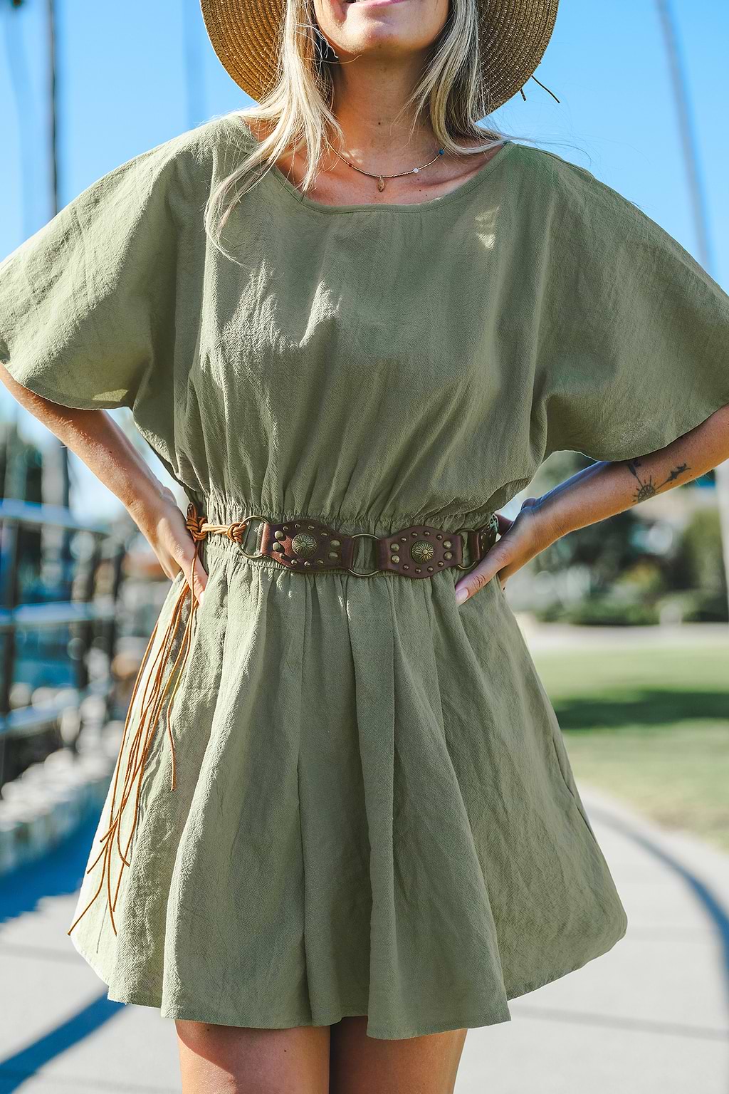 Serene Sage Short Sleeve Wide Leg Romper