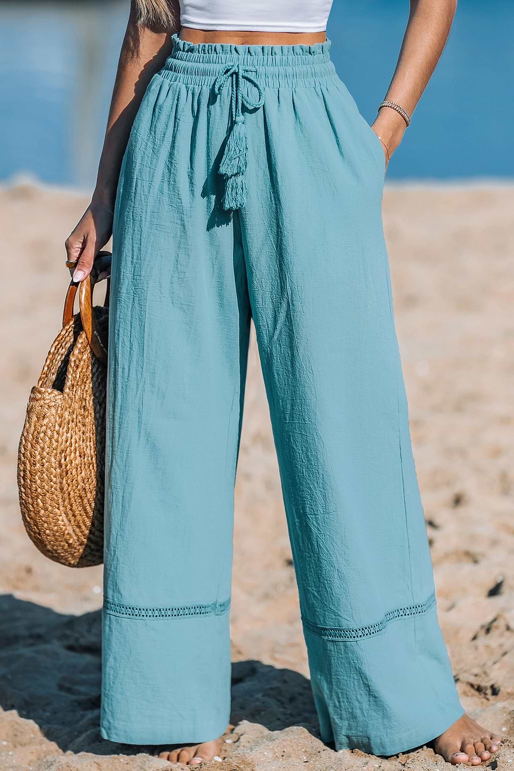 Mint Green Straight Leg High-Rise Pants