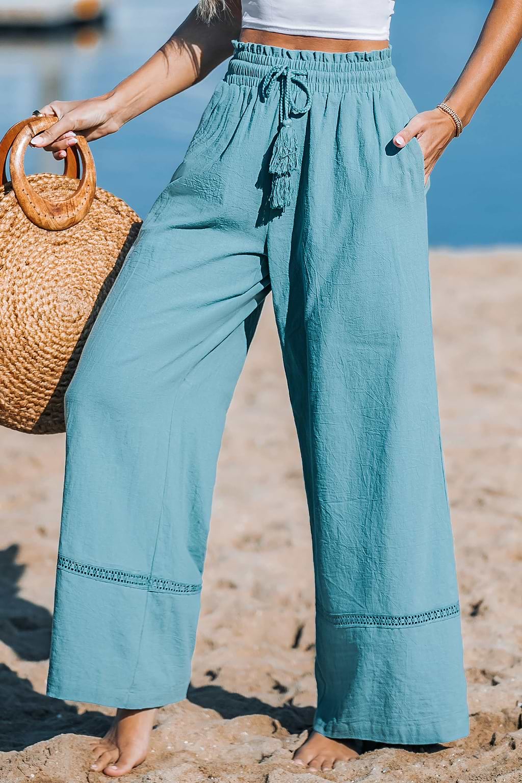 Mint Green Straight Leg High-Rise Pants