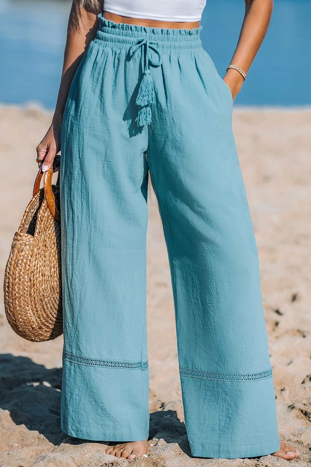 Mint Green Straight Leg High-Rise Pants