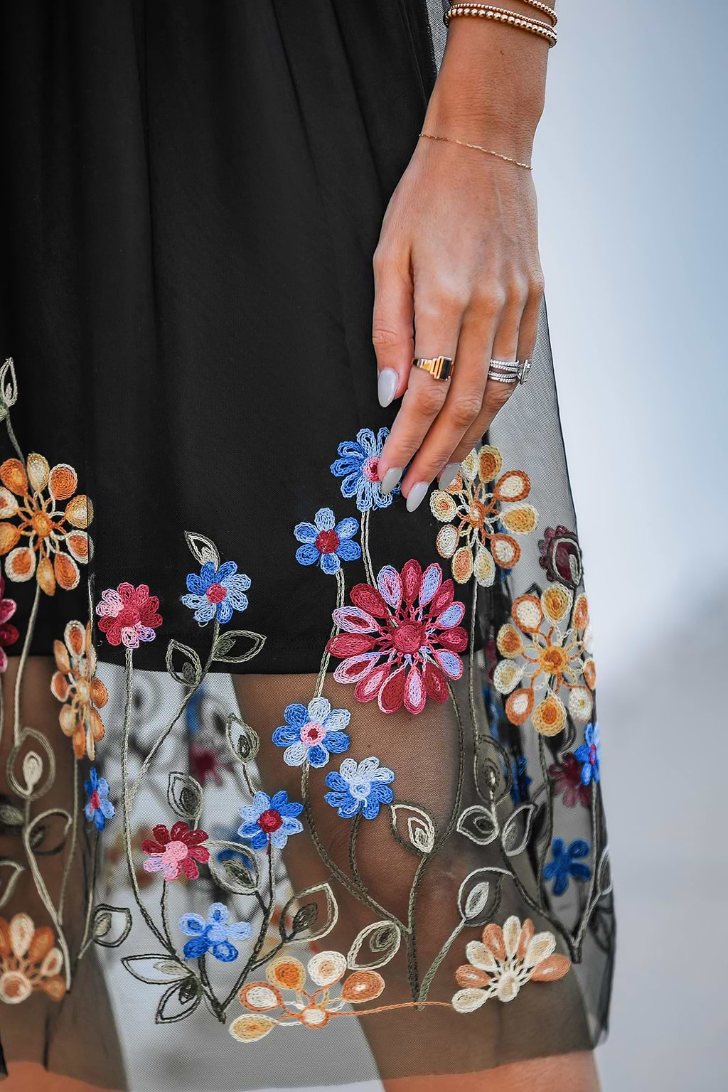 Floral Mesh Midi Dress