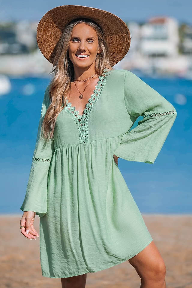 green emerald velvet dress Tropical Oasis Lime Green Halter Tie Dress | Spring & Summer Look main image 1