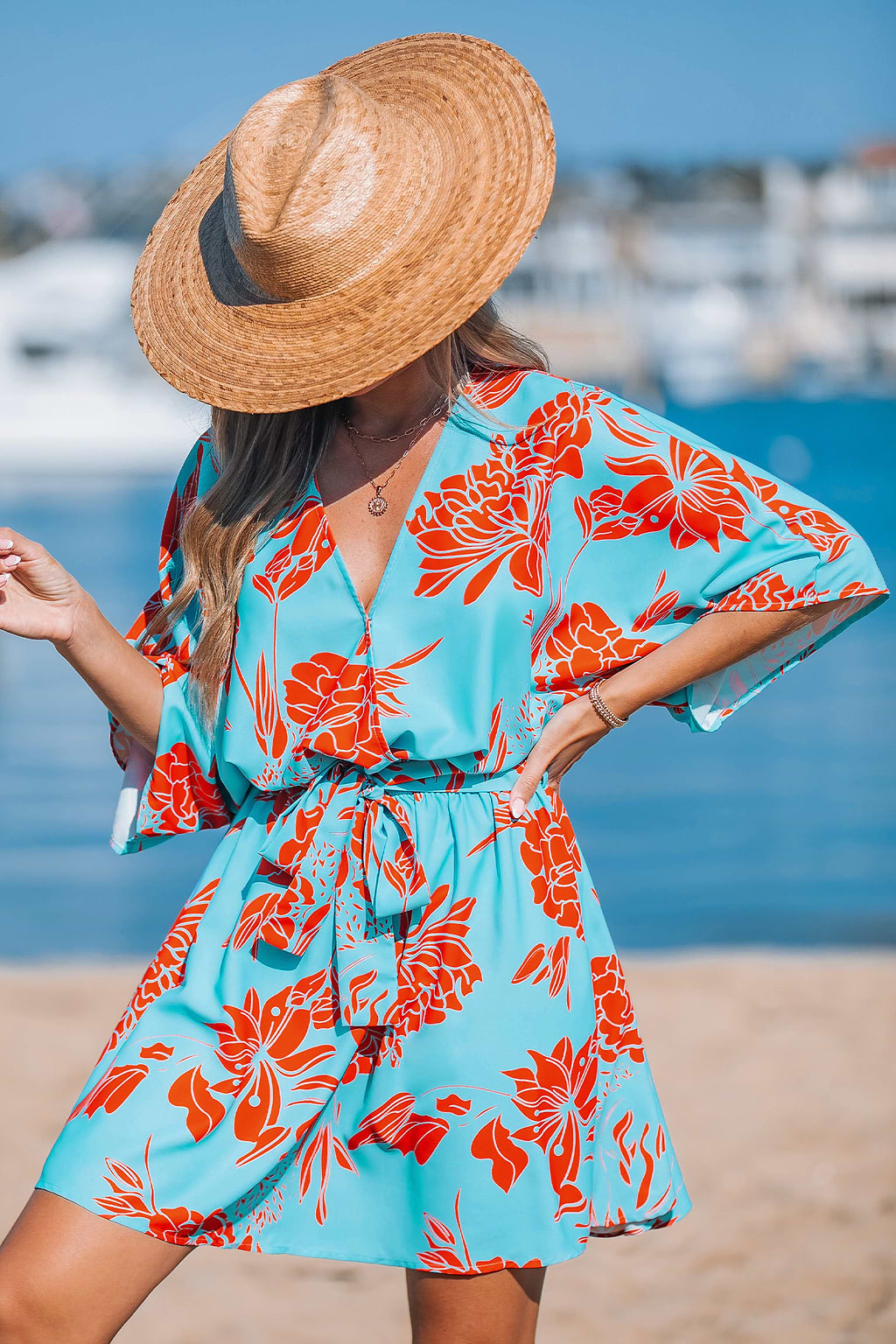 Floral V-Neck Mini Dress