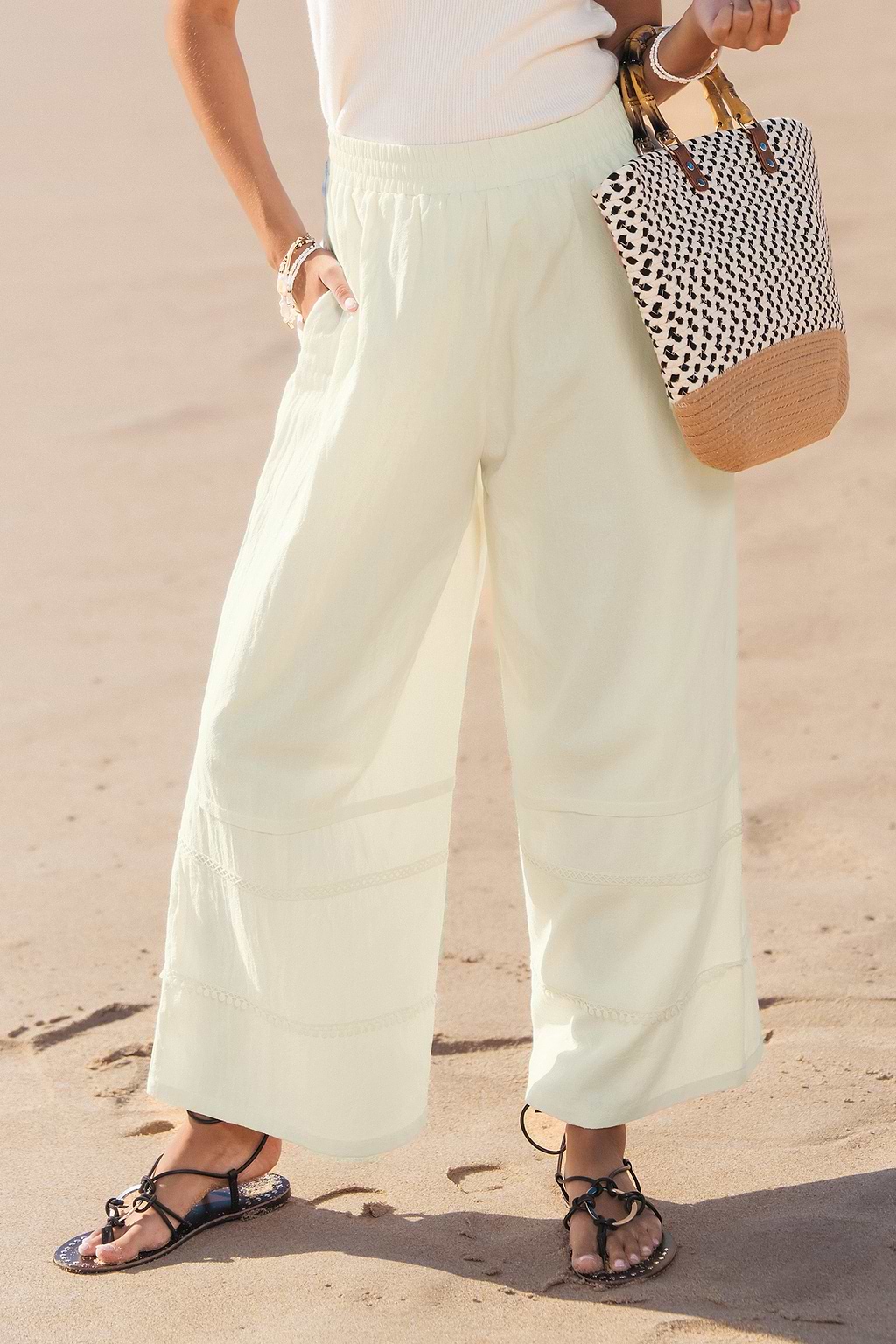 White Straight Leg Cover-Up Pants