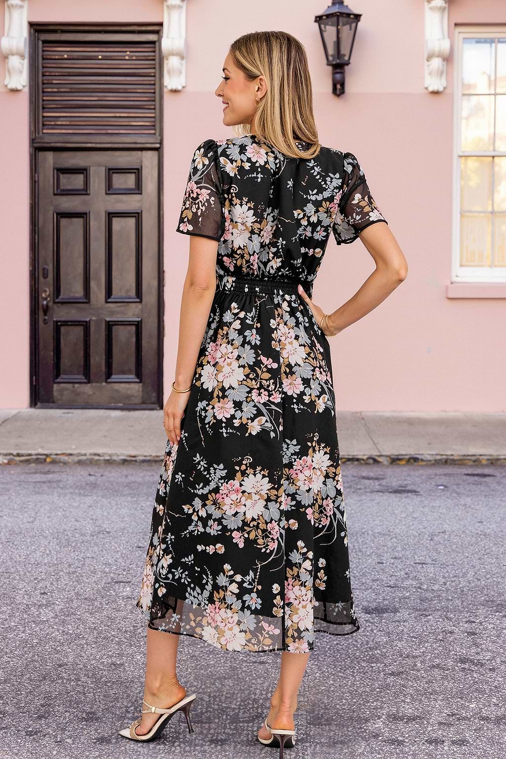 Spring Florals Short Sleeve Midi Dress