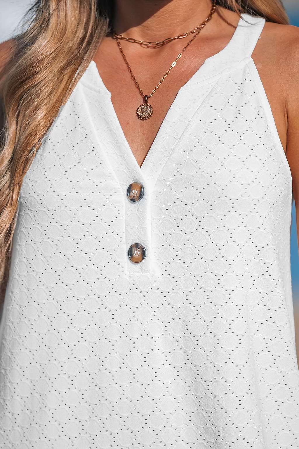 White Notched Neck Cover-Up Mini Dress