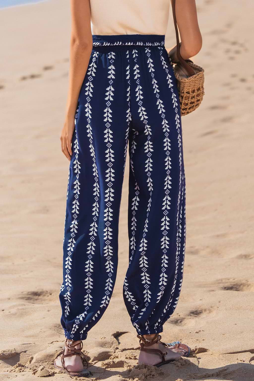Navy Boho Tapered Cover-Up Pants