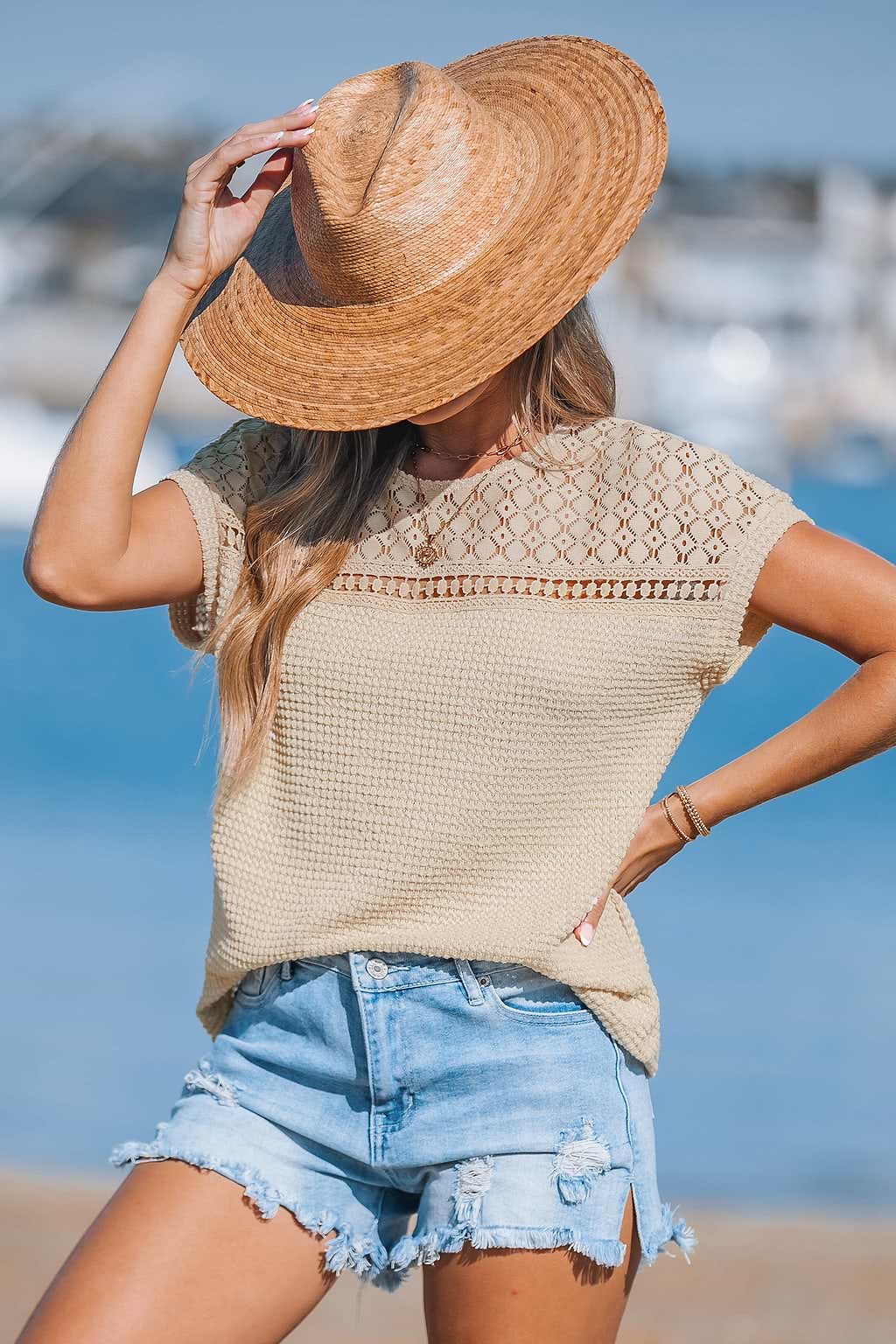 Neutral Short Sleeve Top