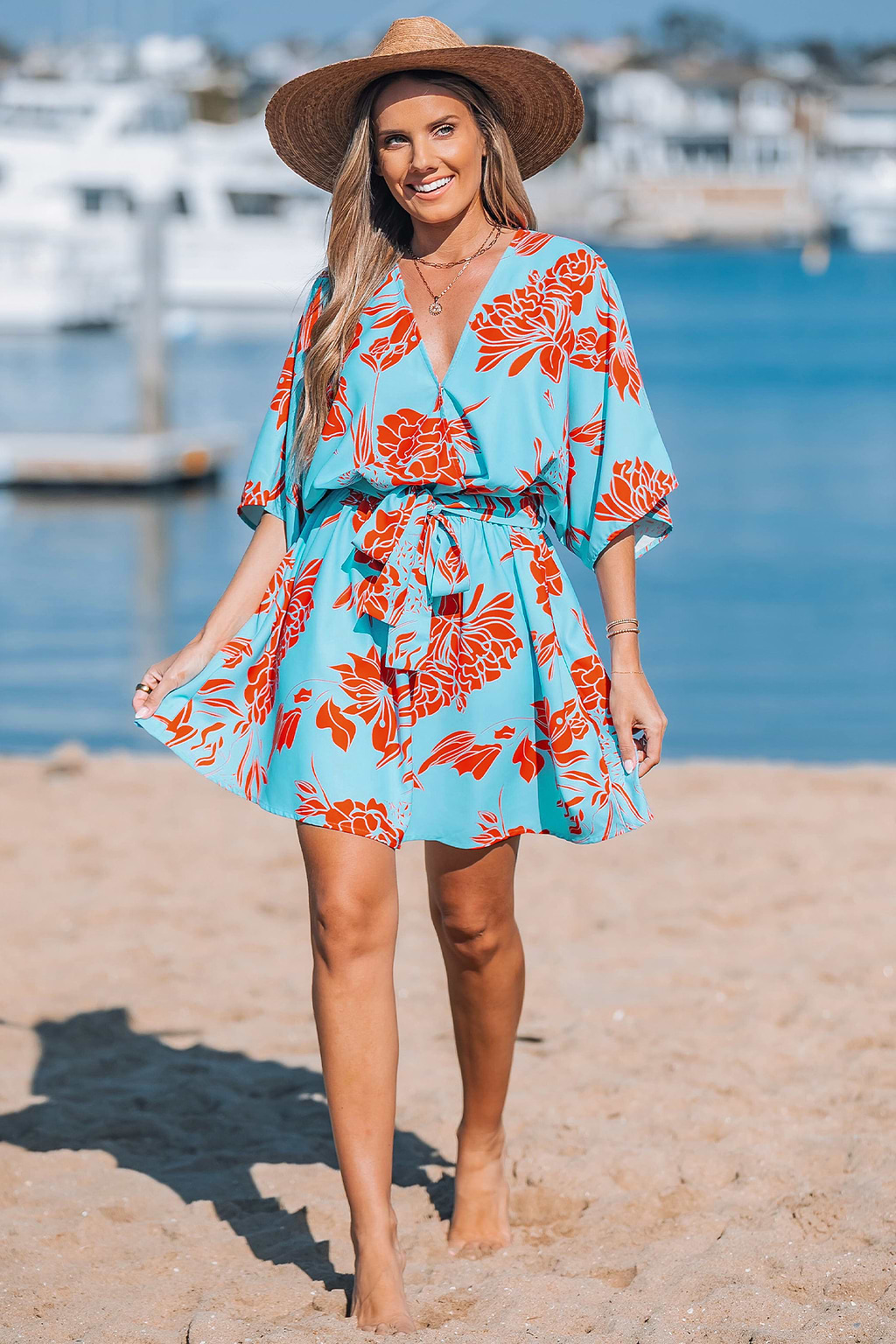 Floral V-Neck Mini Dress