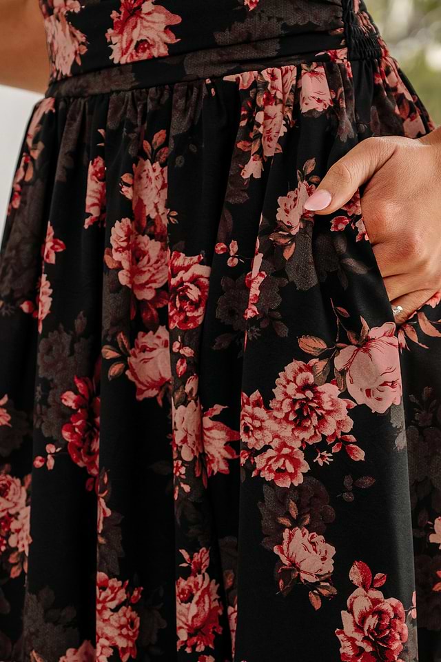 knee length dresses for ladies Mac Duggal Floral Chiffon Balloon-Sleeve Midi-Dress