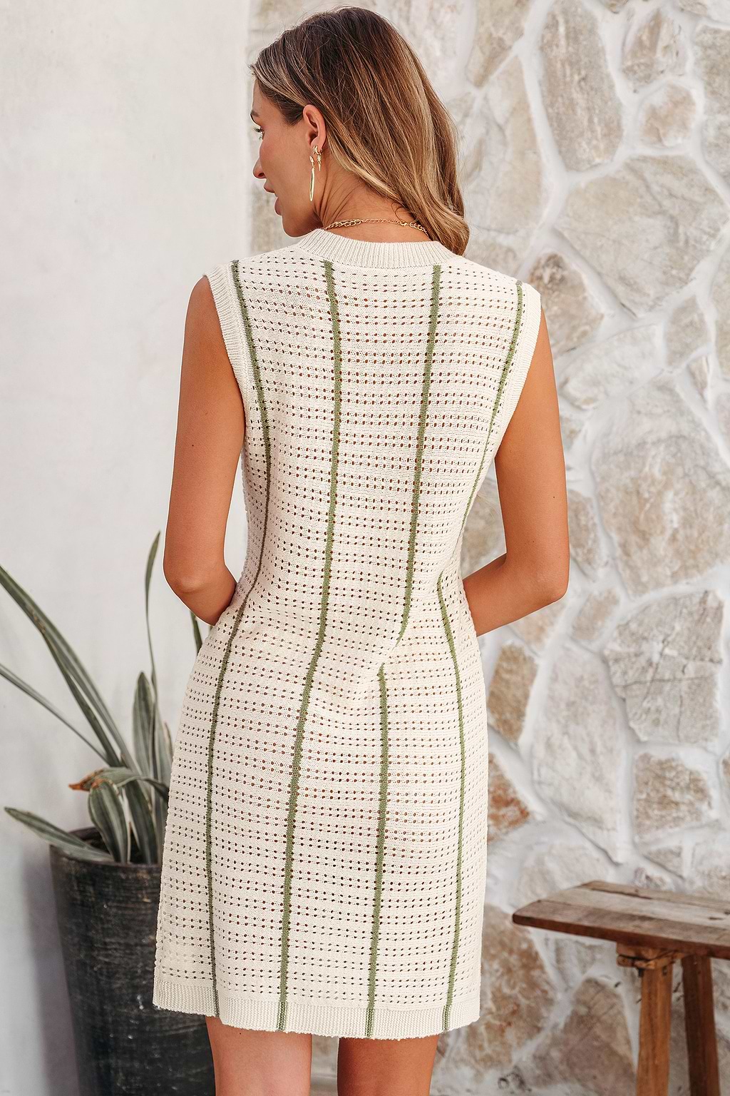 Olive Stripe Sweater Mini Dress