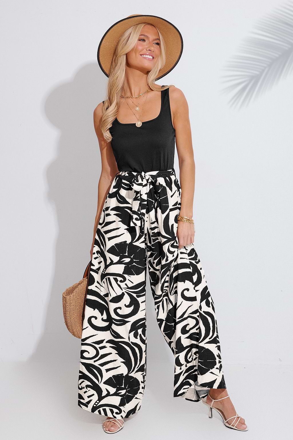Black Square Neck Sleeveless Belted Jumpsuit