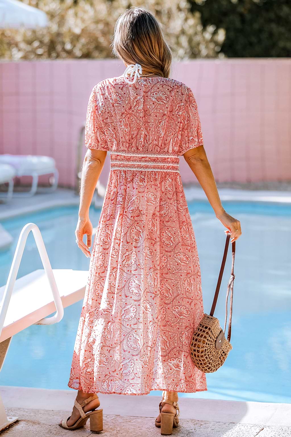 Pink Poppy Plunging Cover-Up Maxi Dress