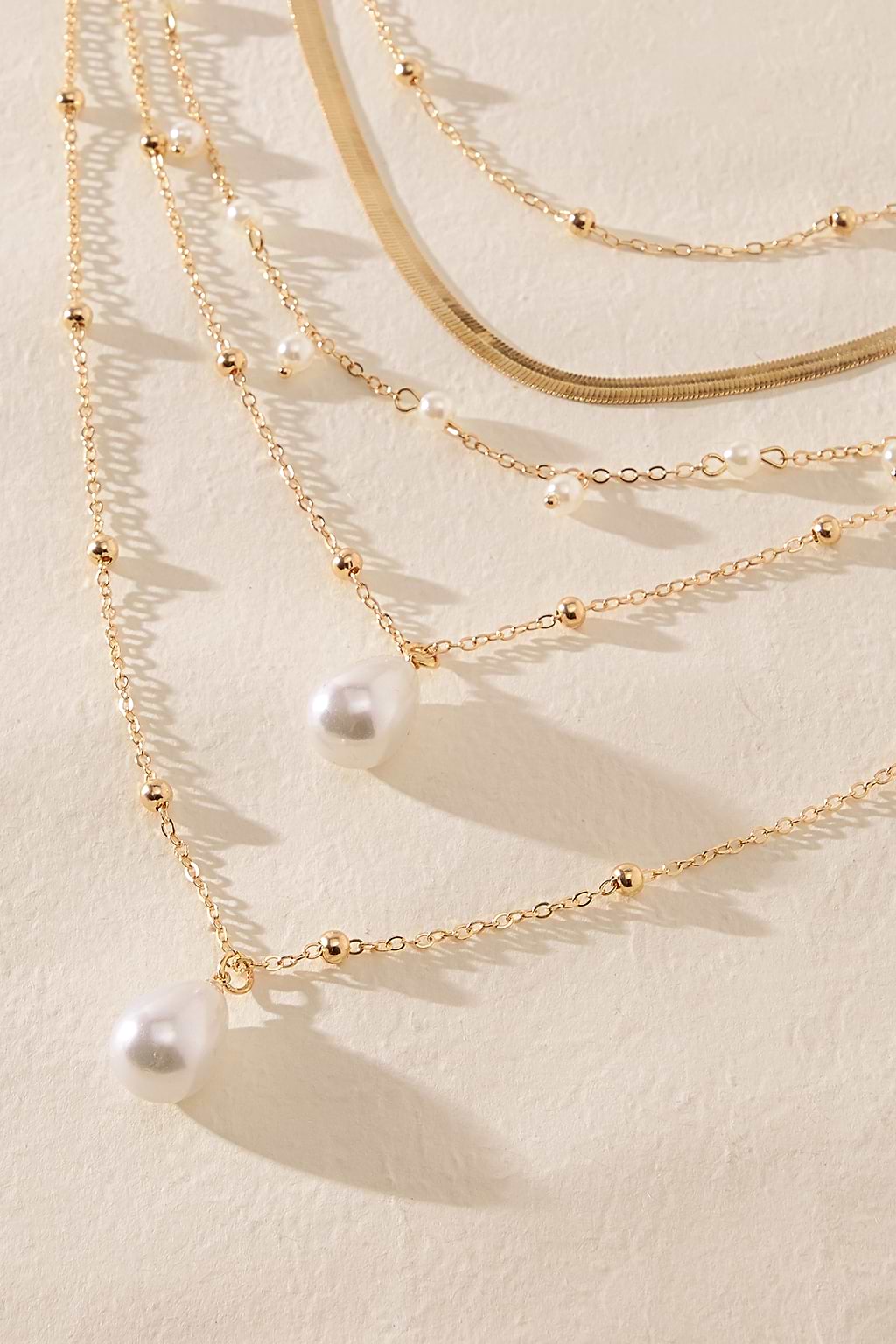 Gold-Tone Faux Pearl Necklace Set