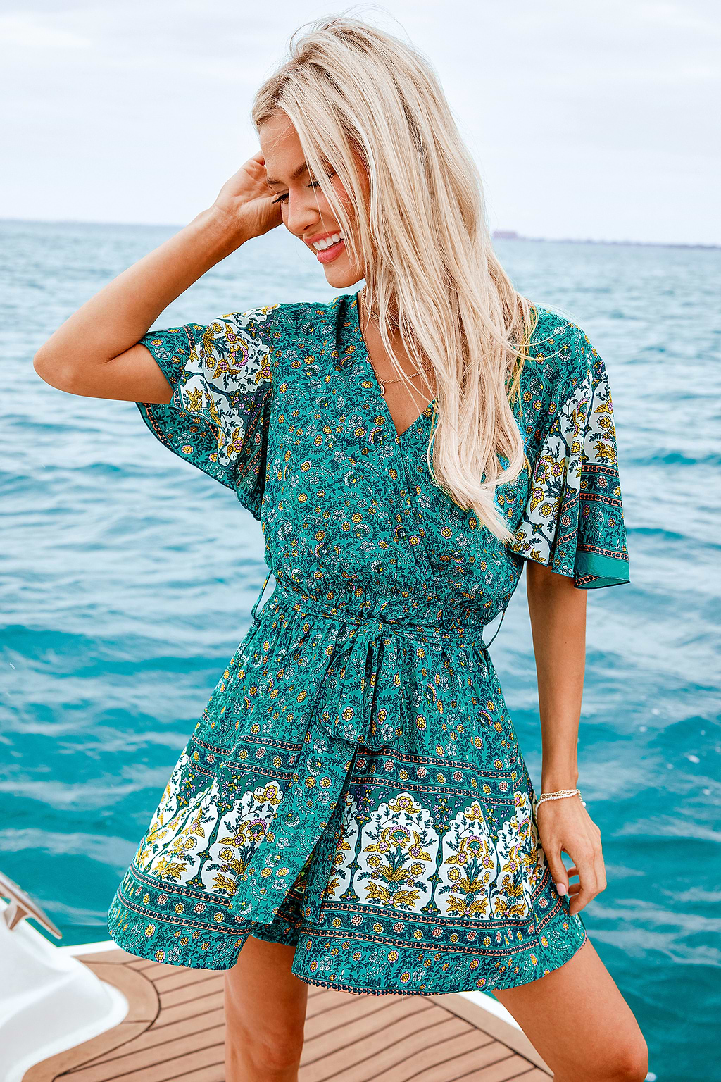 Earth Paisley Surplice Neck Romper