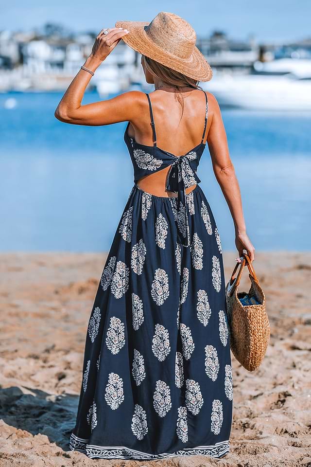 ocean of elegance navy blue maxi dress Gigii's SERENA MAXI DRESS IN NAVY BLUE