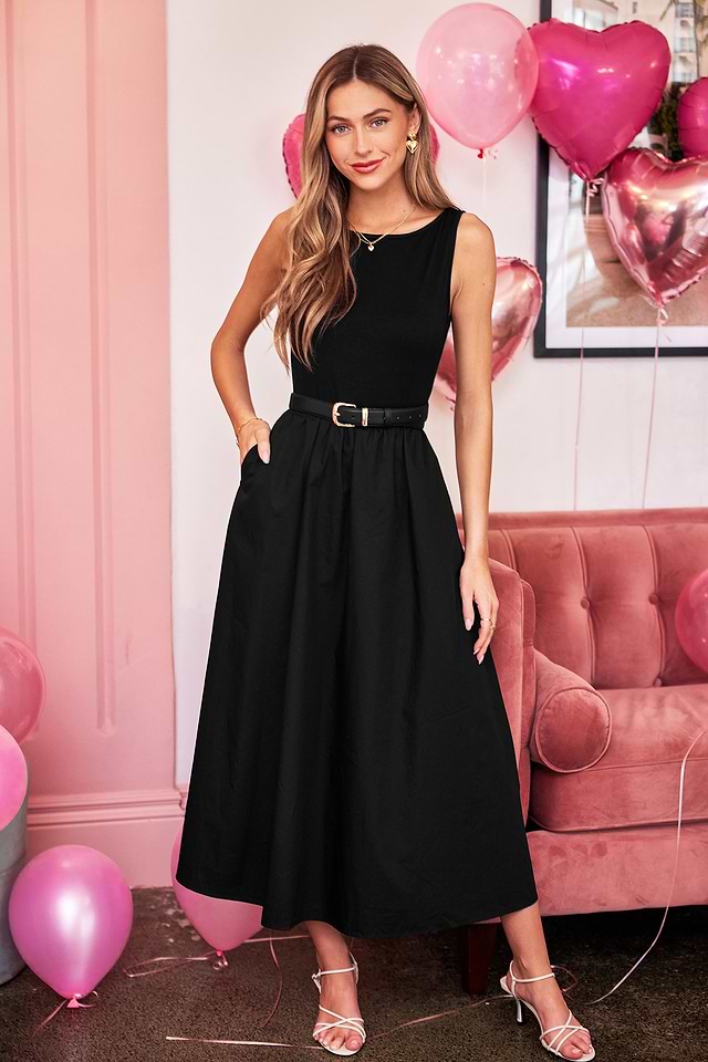 Clarissa Black Midi Dress