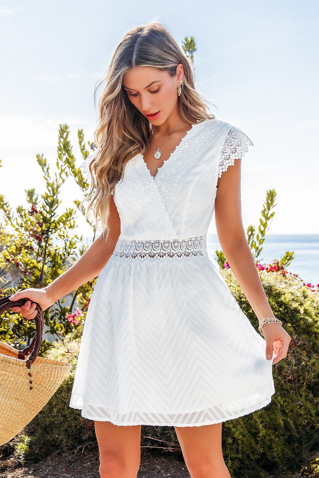 Lace on the Riviera White Mini Dress
