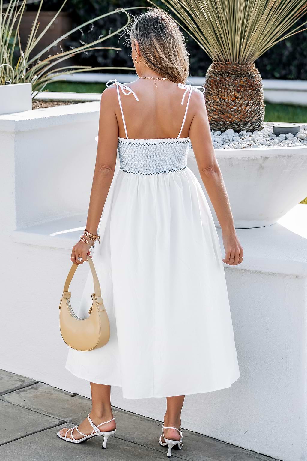 Sunset Riviera White Midi Dress