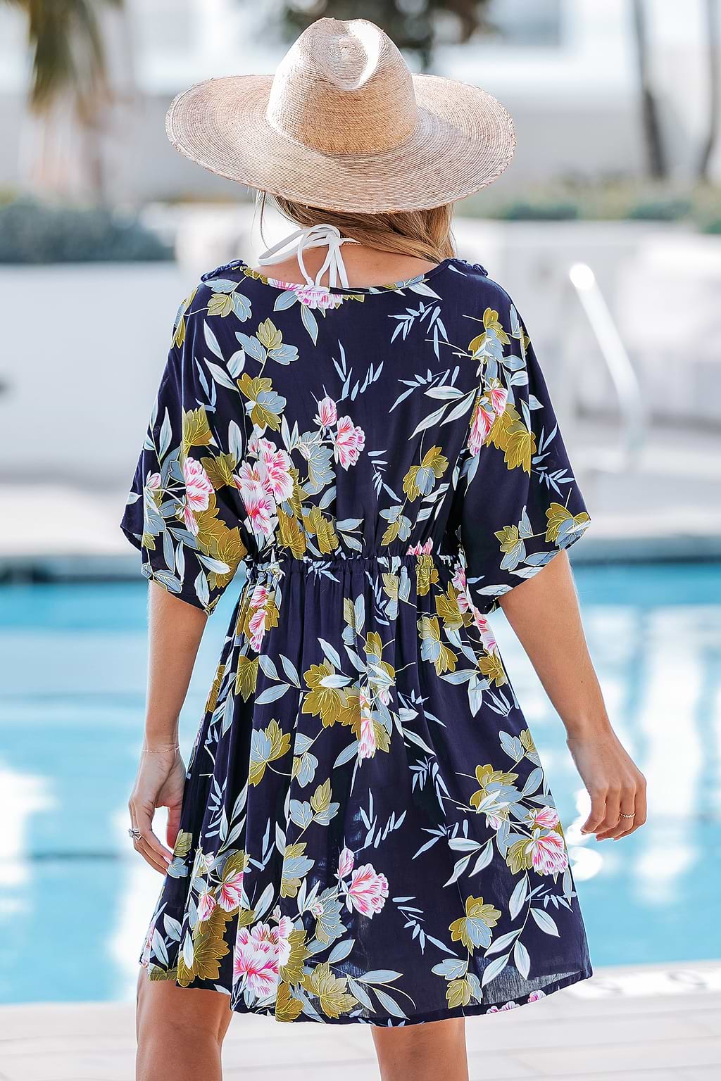Vivid Blooms Floral Cover-Up Mini Dress