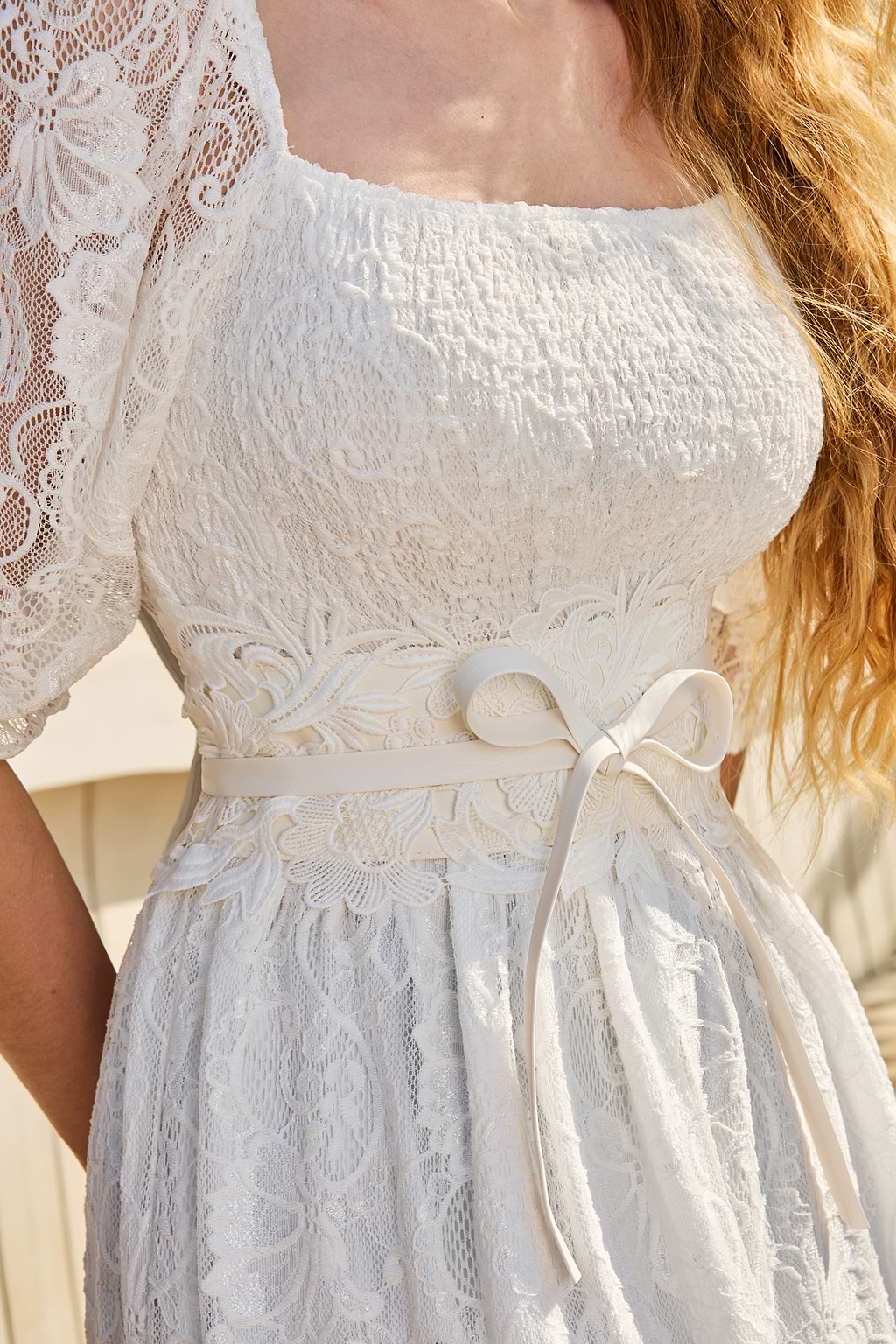 White Lace Wide Waist Belt