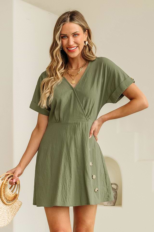olive mini dress Cap Sleeve Sweetheart Large AD3D106686 Imported Machine Main Fabric Content Women's Olive Satin Wrap Fringe