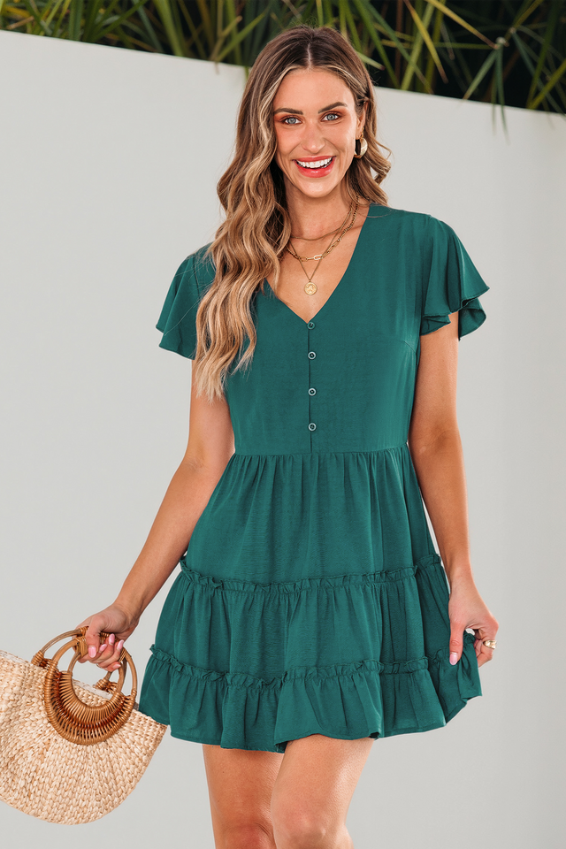 Enchanted Canopy Green Mini Dress Enchanted Canopy Green Mini Dress