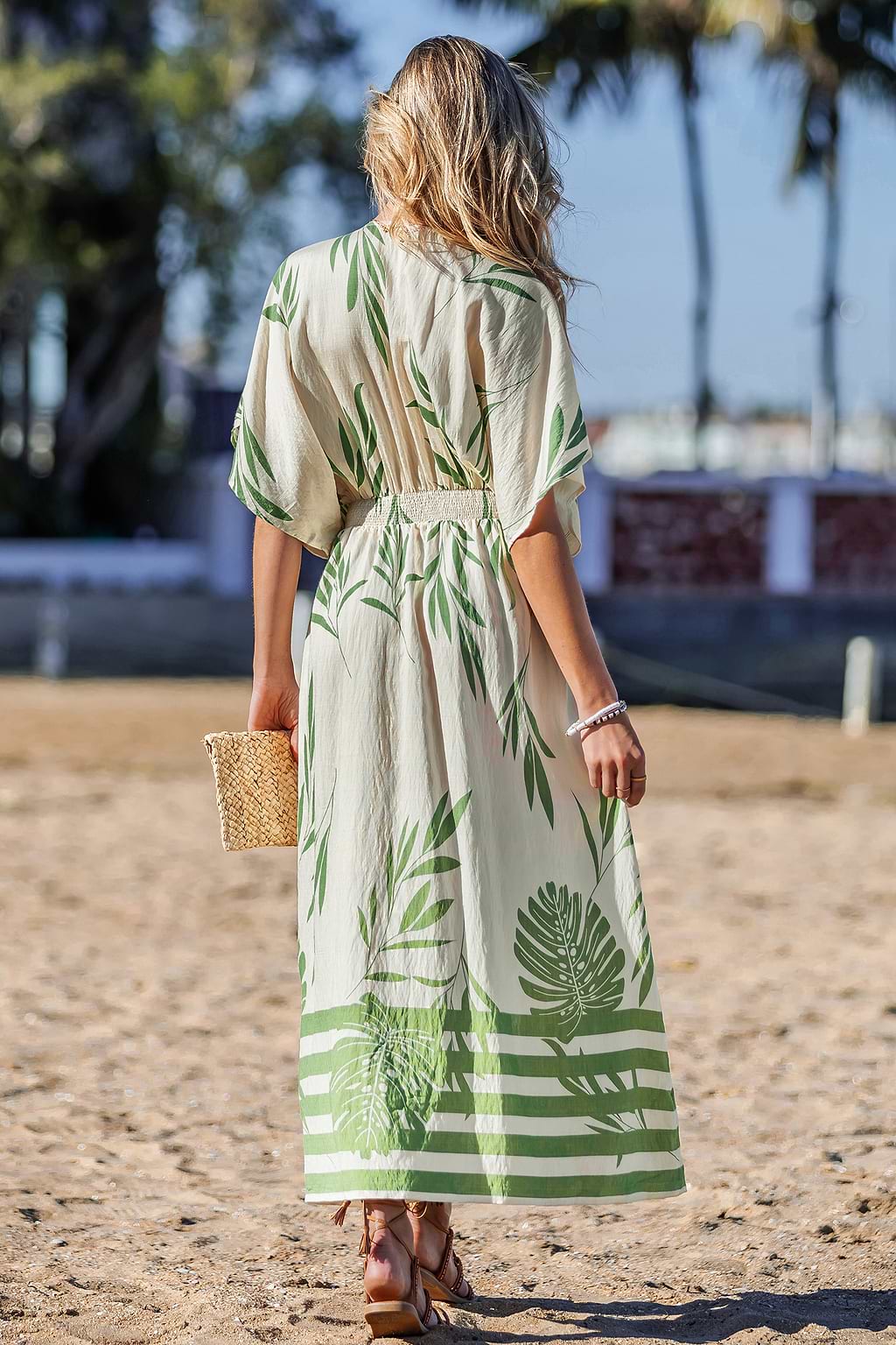 Tropisches Maxikleid mit elastischer Taille