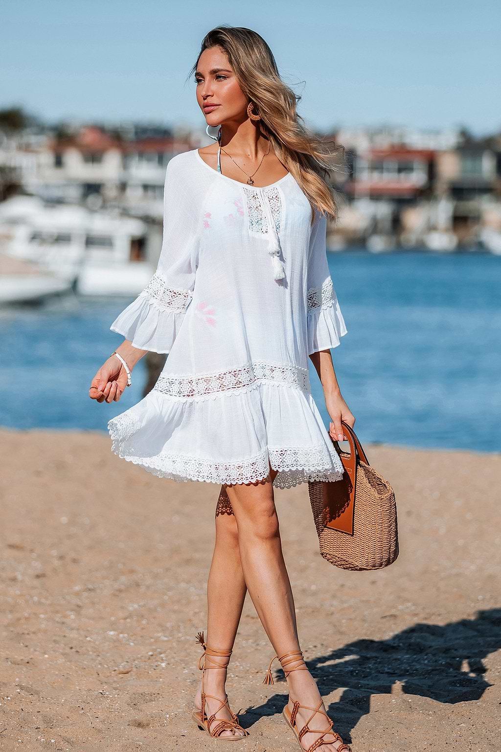 Coastal Daydreamer White Cover-Up Mini Dress