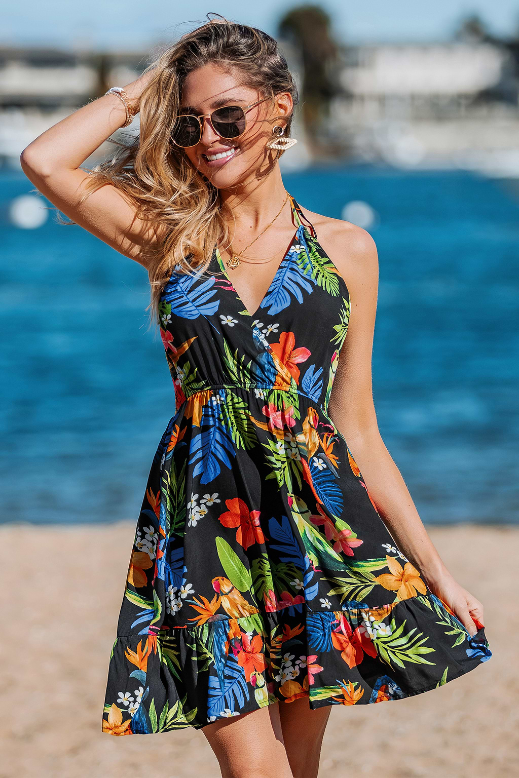 Island Affair Tropical Mini Dress