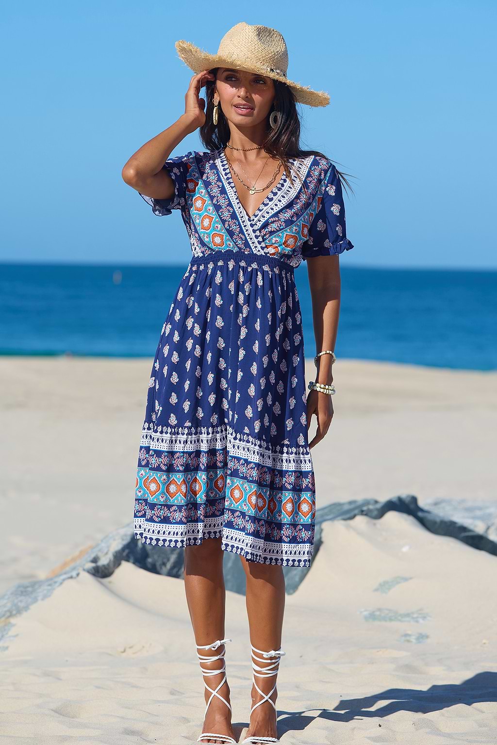 Sunlit Shores Ornate Midi Dress